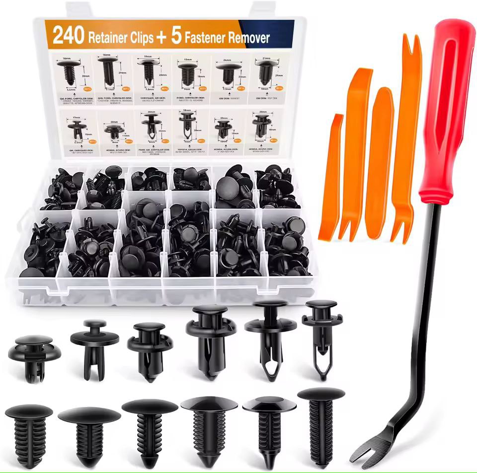مجموعة مشابك تثبيت للسيارات 680 قطعة مع أدوات إضافية 🧰 (👇اقرأ الوصف)