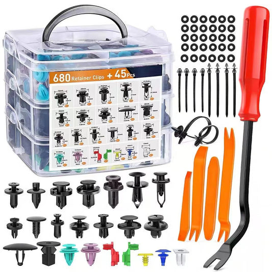 680Pcs____1 Pcs~(10DA) مشابك تثبيت مع مزيلات المثبتات